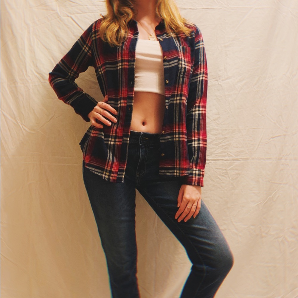Women’s Plaid Button-Down Tee 🎸